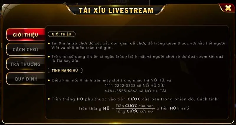 Luật chơi Tài Xỉu Livestream